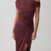 Alyn Off Shoulder Draped Maxi Dress – Dark Plum Alyn Off Shoulder Draped Maxi Dress – Dark Plum