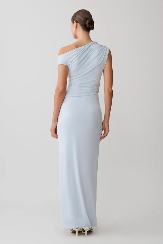 Alyn Off Shoulder Draped Maxi Dress – Pale Blue Alyn Off Shoulder Draped Maxi Dress – Pale Blue