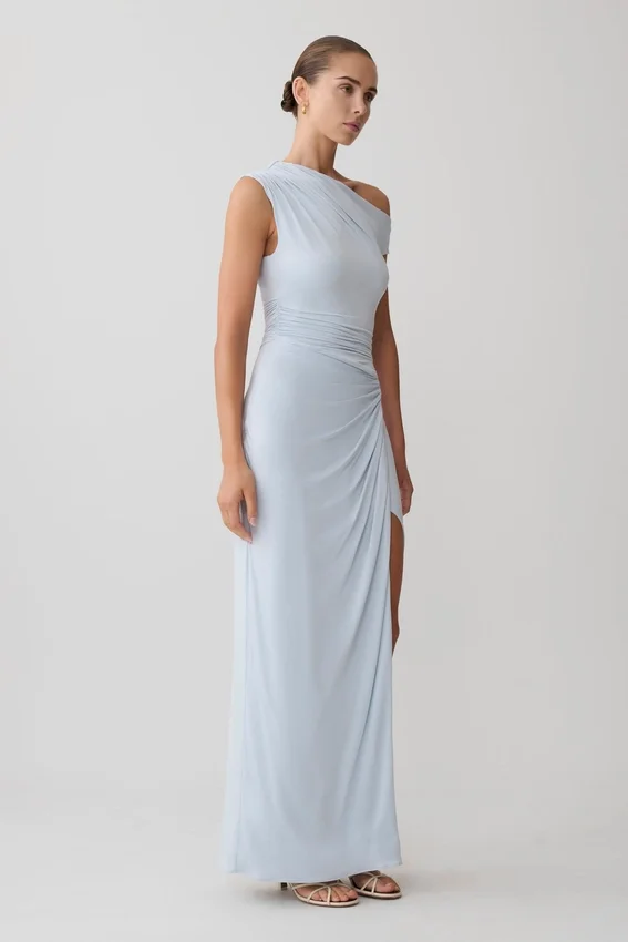 Alyn Off Shoulder Draped Maxi Dress – Pale Blue Alyn Off Shoulder Draped Maxi Dress – Pale Blue