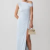 Alyn Off Shoulder Draped Maxi Dress – Pale Blue Alyn Off Shoulder Draped Maxi Dress – Pale Blue
