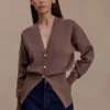 Amanda Statement Button Knit Cardigan – Cacao Brown