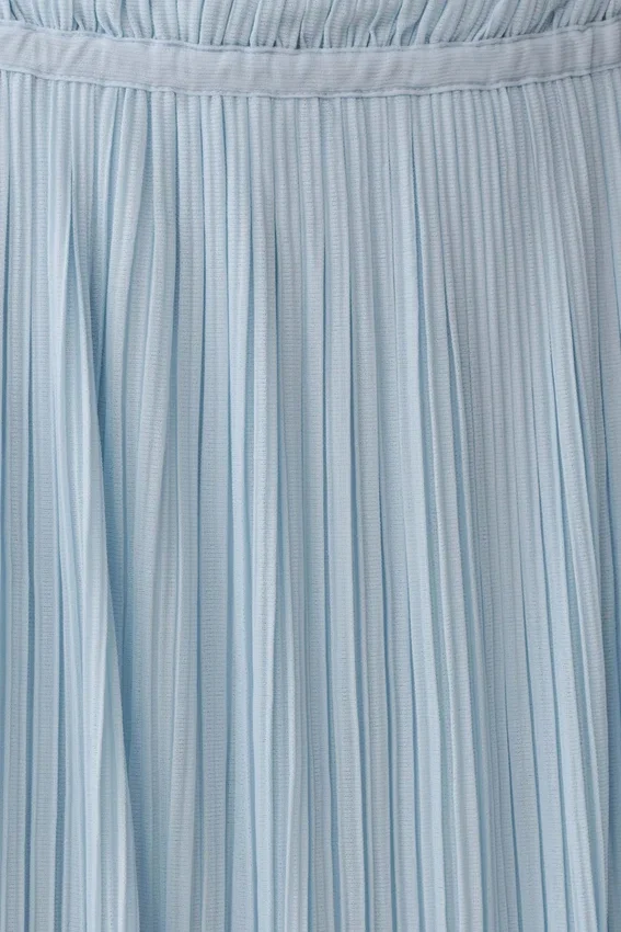 Amaris Gathered Plisse Maxi Skirt – Pale Blue Amaris Gathered Plisse Maxi Skirt – Pale Blue