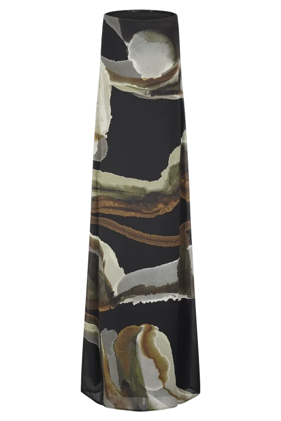 Amaya Strapless Chiffon Maxi Dress – Green Fluid Reverie Print Amaya Strapless Chiffon Maxi Dress – Green Fluid Reverie Print