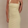 Amelita Suiting Halter Midi Dress – Pale Lemon