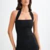 Amelita Suiting Halter Mini Dress – Black Amelita Suiting Halter Mini Dress – Black