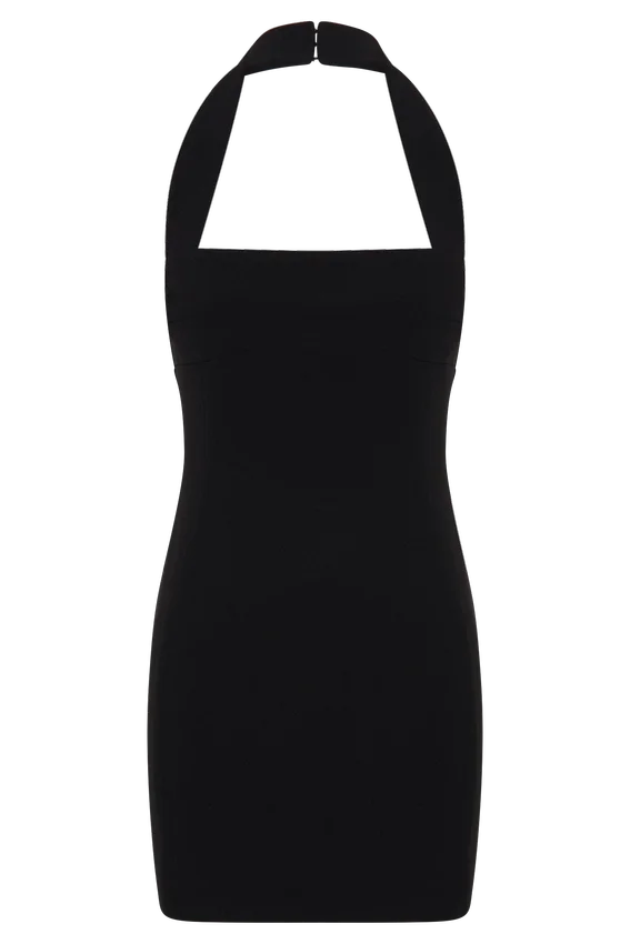 Amelita Suiting Halter Mini Dress – Black Amelita Suiting Halter Mini Dress – Black