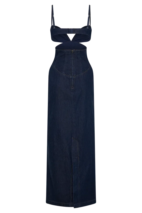 Amila Denim Cupped Maxi Dress – Indigo Blue Amila Denim Cupped Maxi Dress – Indigo Blue