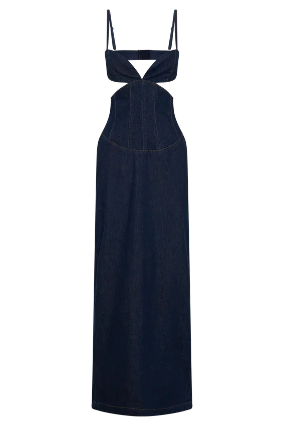 Amila Denim Cupped Maxi Dress – Indigo Blue Amila Denim Cupped Maxi Dress – Indigo Blue