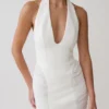 Anari Gathered Scuba Mini Dress – White Anari Gathered Scuba Mini Dress – White