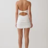 Anari Gathered Scuba Mini Dress – White Anari Gathered Scuba Mini Dress – White