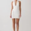 Anari Gathered Scuba Mini Dress – White Anari Gathered Scuba Mini Dress – White
