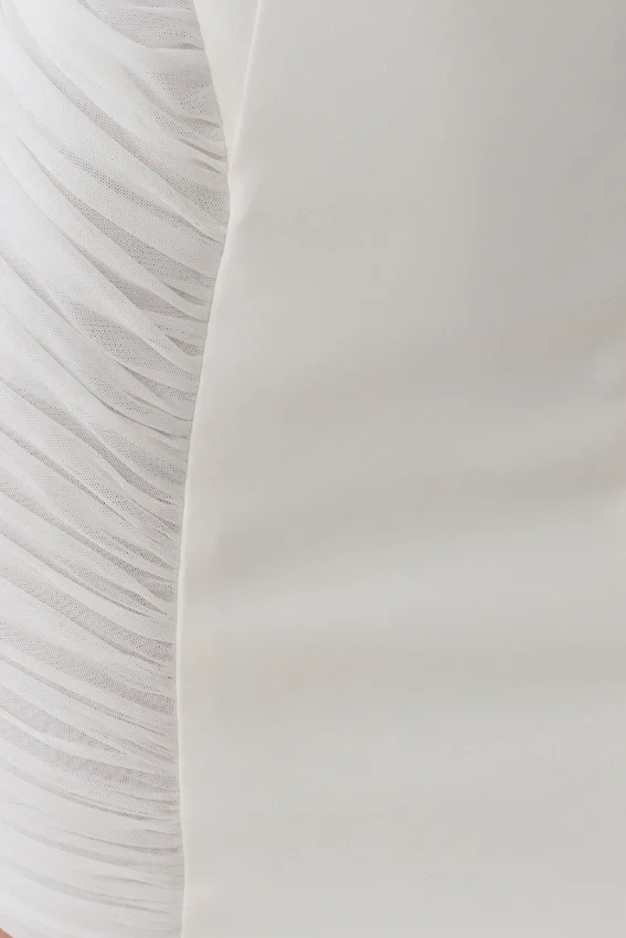 Anari Gathered Scuba Mini Dress – White Anari Gathered Scuba Mini Dress – White