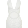 Anari Gathered Scuba Mini Dress – White Anari Gathered Scuba Mini Dress – White