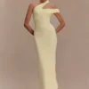 Anastasia One Shoulder Modal Midi Dress – Pale Lemon