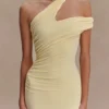 Anastasia One Shoulder Modal Midi Dress – Pale Lemon