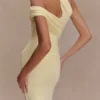 Anastasia One Shoulder Modal Midi Dress – Pale Lemon
