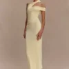 Anastasia One Shoulder Modal Midi Dress – Pale Lemon