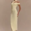 Anastasia One Shoulder Modal Midi Dress – Pale Lemon