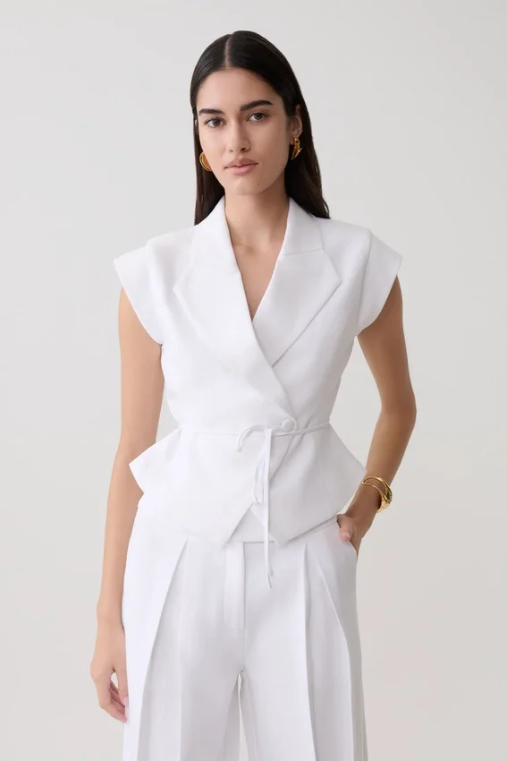 Andina Shortsleeve Linen Top – White Andina Shortsleeve Linen Top – White