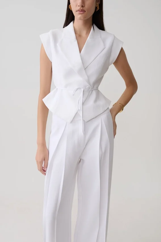 Andina Shortsleeve Linen Top – White Andina Shortsleeve Linen Top – White