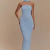 Andrea Strapless Knit Maxi Dress – Light Blue
