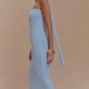 Andrea Strapless Knit Maxi Dress – Light Blue