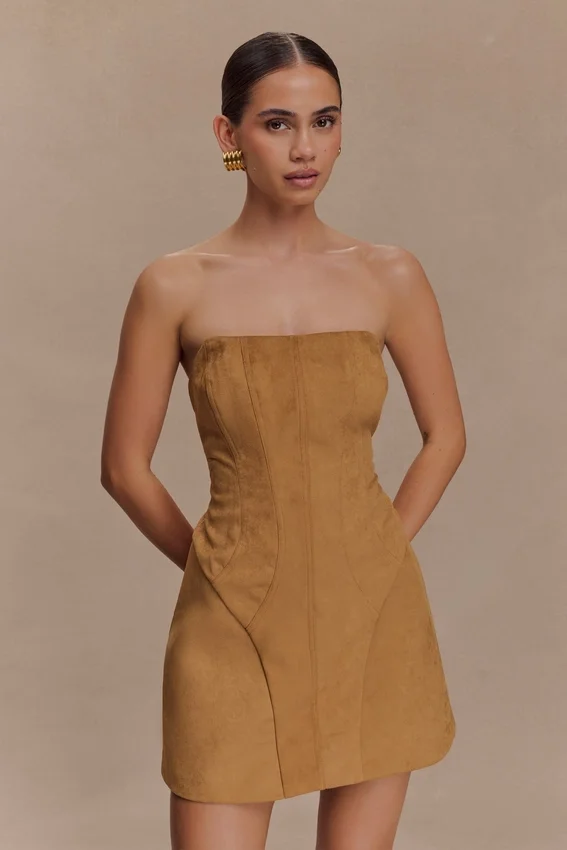 Andy Faux Suede Mini Dress – Camel Andy Faux Suede Mini Dress – Camel