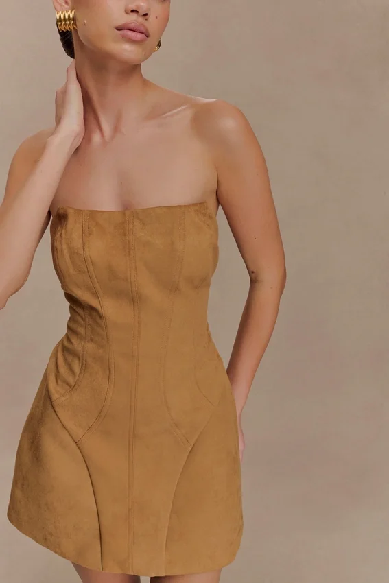 Andy Faux Suede Mini Dress – Camel Andy Faux Suede Mini Dress – Camel