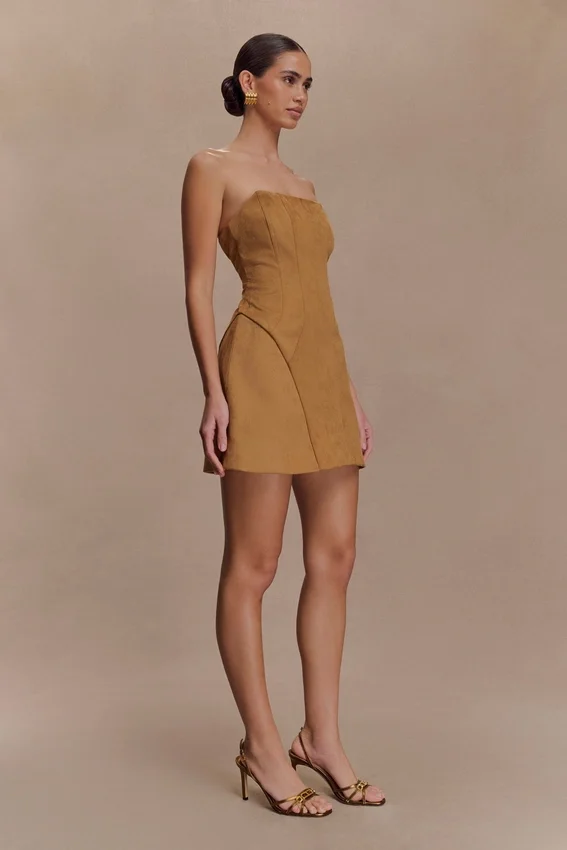 Andy Faux Suede Mini Dress – Camel Andy Faux Suede Mini Dress – Camel