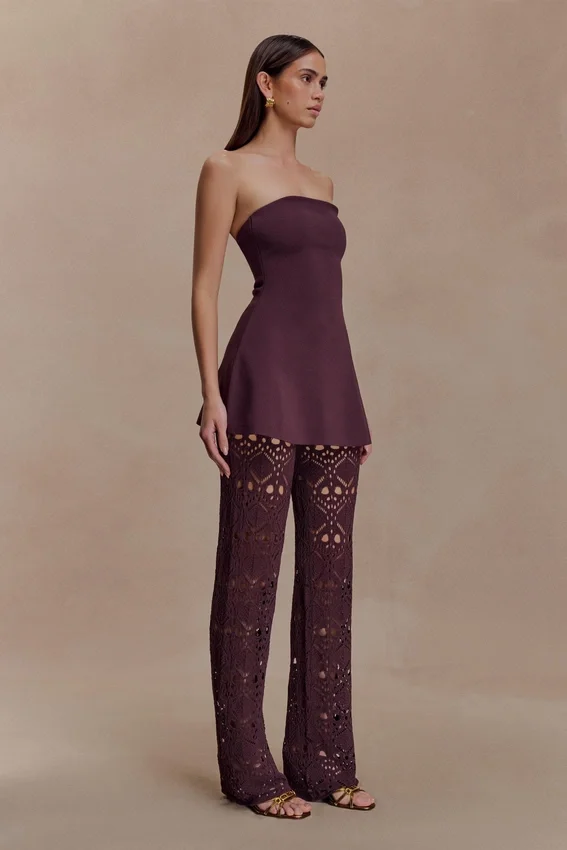 Anette Bandage Knit Strapless Top – Chocolate Anette Bandage Knit Strapless Top – Chocolate