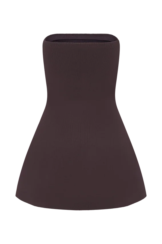 Anette Bandage Knit Strapless Top – Chocolate Anette Bandage Knit Strapless Top – Chocolate