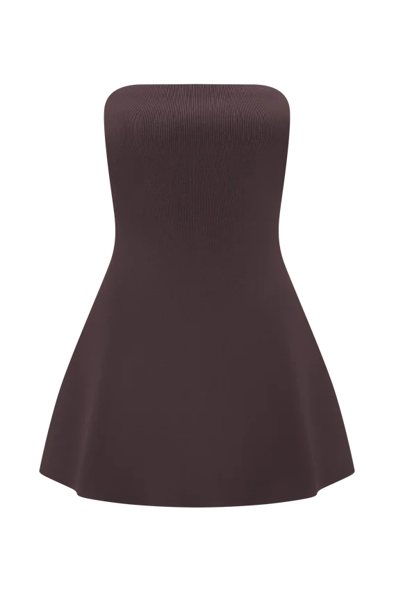 Anette Bandage Knit Strapless Top – Chocolate Anette Bandage Knit Strapless Top – Chocolate