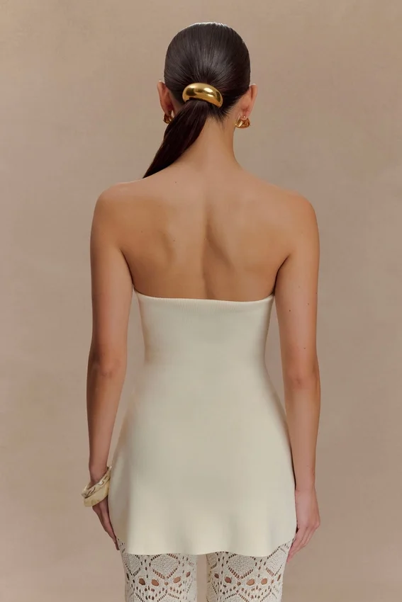 Anette Bandage Knit Strapless Top – Ivory Anette Bandage Knit Strapless Top – Ivory