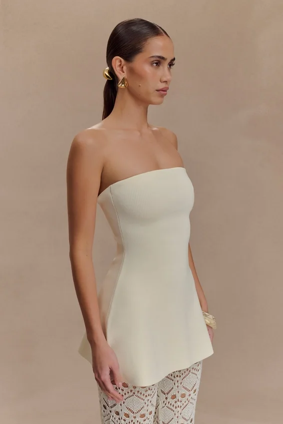 Anette Bandage Knit Strapless Top – Ivory Anette Bandage Knit Strapless Top – Ivory