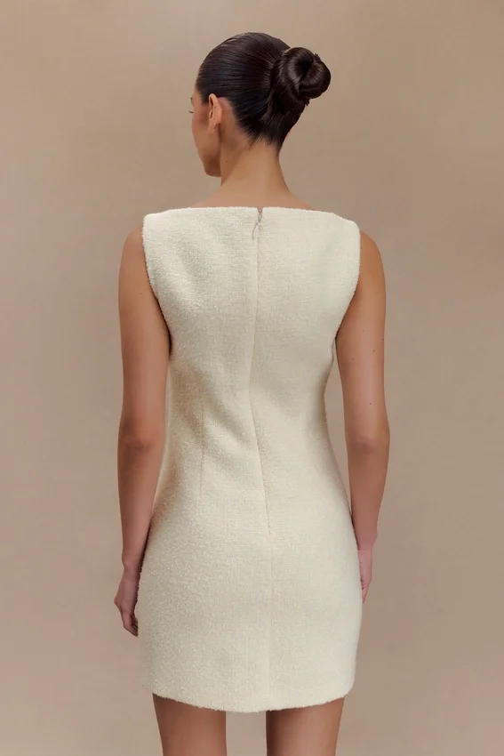 Angela Textured Boucle Mini Dress – Ivory Angela Textured Boucle Mini Dress – Ivory