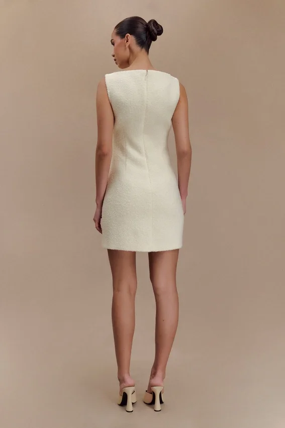Angela Textured Boucle Mini Dress – Ivory Angela Textured Boucle Mini Dress – Ivory