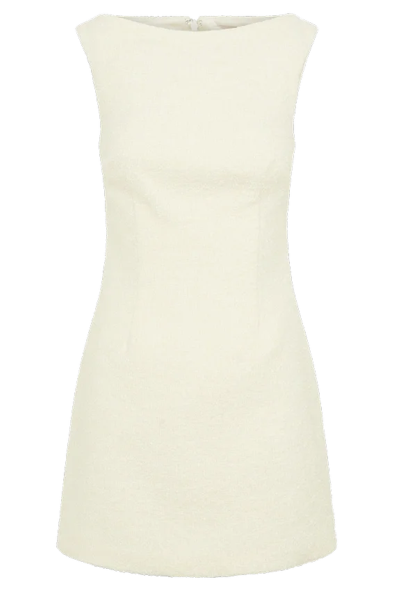 Angela Textured Boucle Mini Dress – Ivory Angela Textured Boucle Mini Dress – Ivory