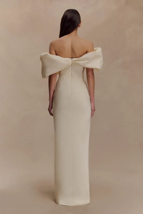 Angelica Taffeta Off Shoulder Bridal Gown – Soft Beige Angelica Taffeta Off Shoulder Bridal Gown – Soft Beige