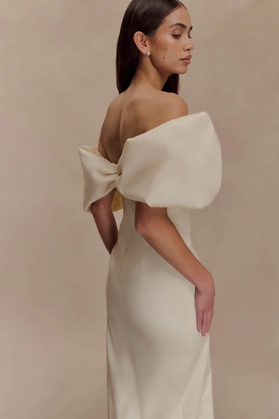 Angelica Taffeta Off Shoulder Bridal Gown – Soft Beige Angelica Taffeta Off Shoulder Bridal Gown – Soft Beige