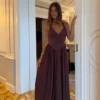 Angelina Scuba Halter Midi Dress – Chocolate