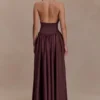 Angelina Scuba Halter Midi Dress – Chocolate