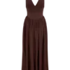 Angelina Scuba Halter Midi Dress – Chocolate