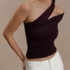 Anna One Shoulder Modal Top – Cacao Brown