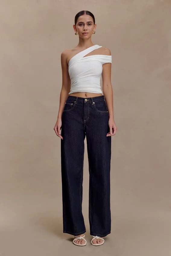 Anna One Shoulder Modal Top – White Anna One Shoulder Modal Top – White