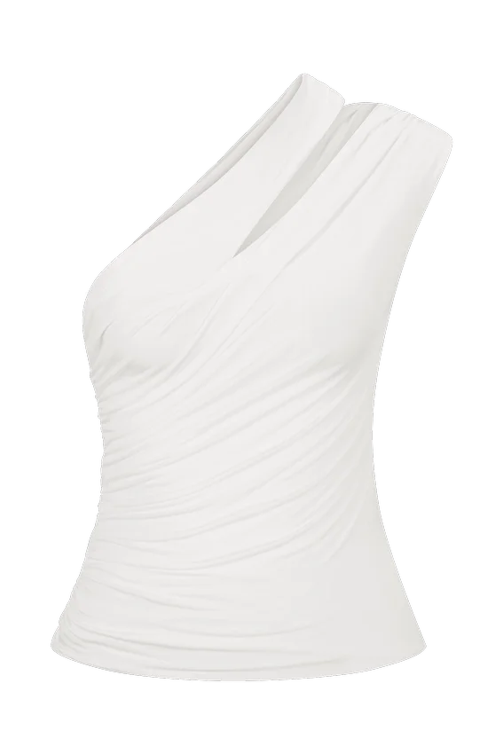 Anna One Shoulder Modal Top – White Anna One Shoulder Modal Top – White