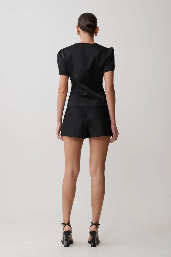 Anne Satin Mini Short – Black Anne Satin Mini Short – Black