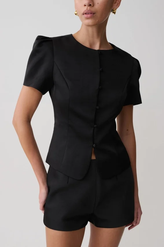 Anne Satin Mini Short – Black Anne Satin Mini Short – Black
