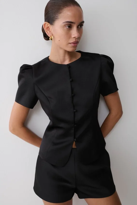 Anne Satin Mini Short – Black Anne Satin Mini Short – Black