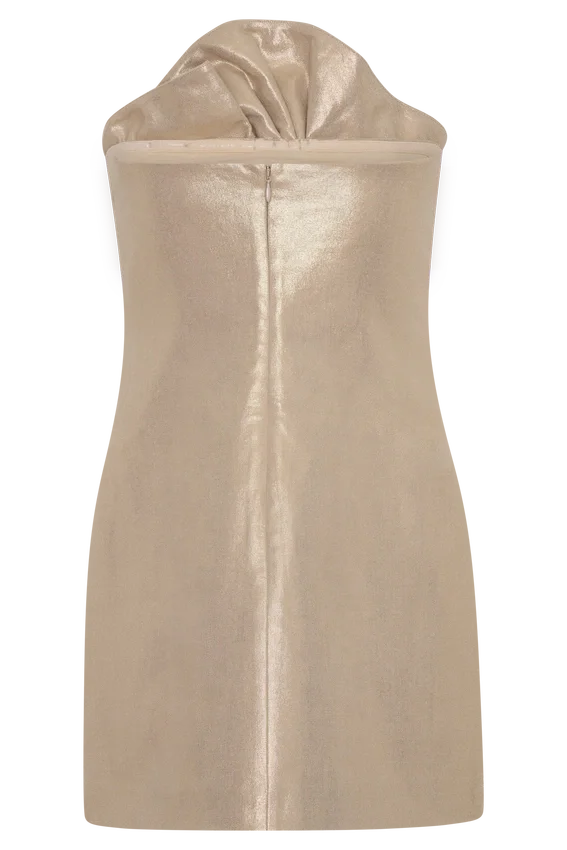 Annette Linen Mini Dress – Gold Annette Linen Mini Dress – Gold