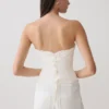 Annie Strapless Tie Back Linen Top – White